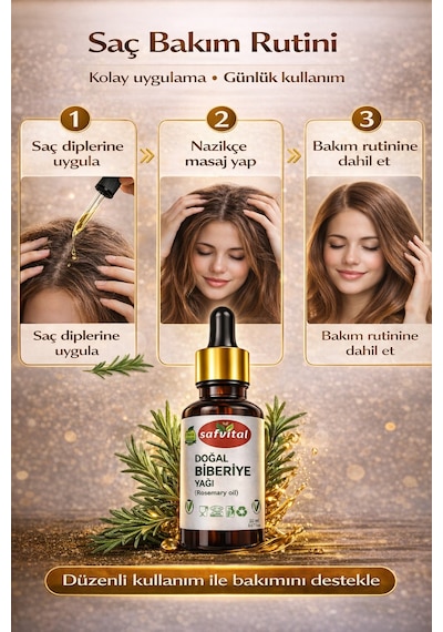 Safvital Biberiye Yağı 20 Ml - Saç Ve Cilt Bakım & Aromaterapi Bitkisel Kullanıma Uygun Saç Derisi Bakım Yağı
