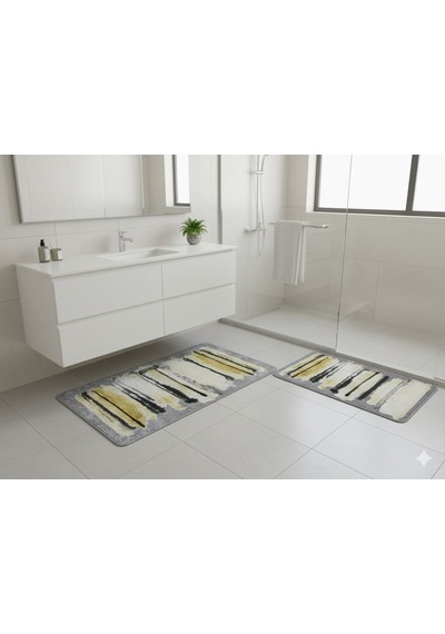 Banyo Paspası 2'li Set 3d Baskılı Jel Çizgi Çok Renkli