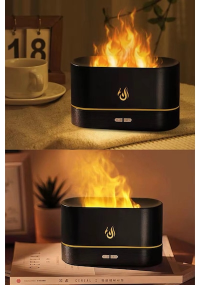 Hava Nemlendirici Alev Efektli Volkan Tasarım Ultrasonik Uçucu Aroma Yayıcı Nemlendirici 200ml