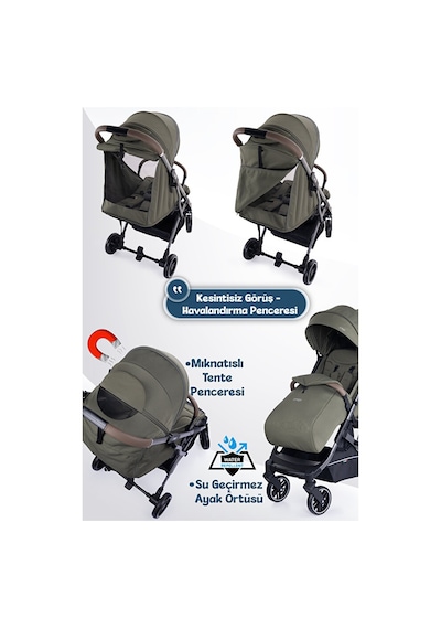 Prego Lotus Pro Kabin Boy Bebek Arabası - Tek Elle Katlanır -Hafif -UV Tenteli - Yağmurluk-Ayak Örtüsü-Kılıf