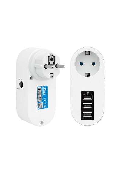 Powermaster PM-4913 3xUsb'li Tekli Termal Akım Korumalı Priz Beyaz