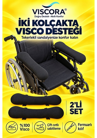 Visco Tekerlekli Sandalye Kolçak Destek Pedi 2 Li Cırtlı Dirsek Ve Bilek Destek Minderi