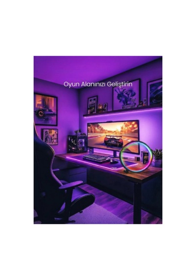 10 İnç Akıllı Rgb Müzik Ritimli Gece Lambası 25 Cm Alüminyum Halka Led Masa Lambası Çok Renkli