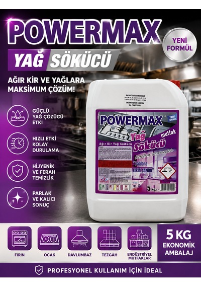 Powermax Mutfak Temizleme Ürünü 5l Profesyonel Mutfak Temizliği İçin Tekli
