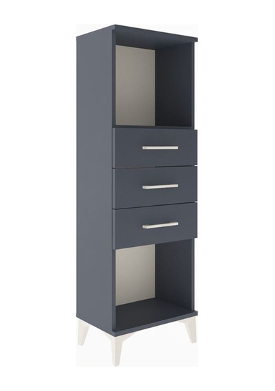 Arges Dolap Tek Raflı 3 Çekmeceli 44x30x134 Antrasit-antrasit Antrasit