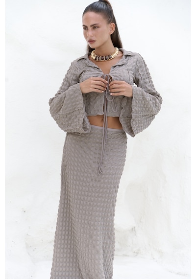 Mai Collection Mai Studios Co. Rania Vizon Gömlek Etek Takım Vizon