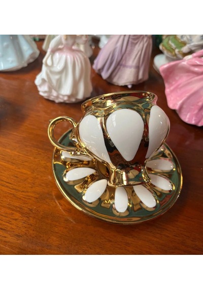 6'lı Gold Lüks Fincan Takımı-buenos 6'lı Vintage Esintili Fincan Takımı-lüks Porselen Fincan Seti Beyaz - Gold