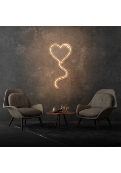 Kalpli Balon Şekilli Neon Tabela Turuncu