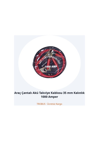 Trobus Araç Çantalı Akü Takviye Kablosu 35 Mm Kalınlık 1000 Amper