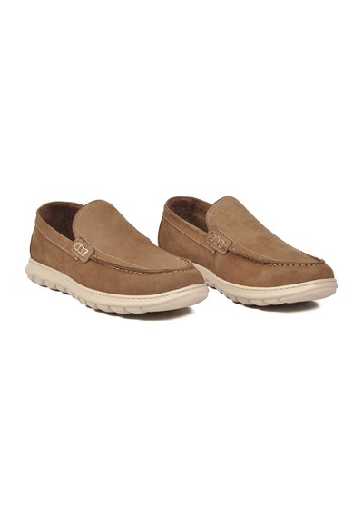 Voyager Kum Nubuk Hakiki Deri Anatomik Hafızalı Rahat Taban Erkek Casual Ayakkabı Loafer M732 Bej