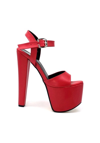 Kindep Yüksek Topuklu 18 Cm Platform 7 Cm Kadın Ayakkabı Kırmızı Kırmızı
