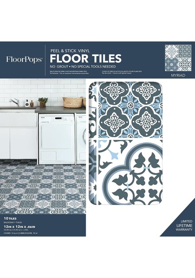 Wallpops Fp2951 Leyton Peel & Stick Floor Tiles Yer Karosu, Mavi