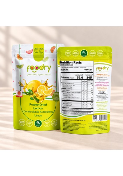 Foodry Dondurularak Kurutulmuş Limon Freeze Dry Lemon Katkısız Çıtır Meyve Atıştırmalığı 17 G