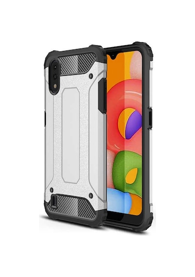 Kilifone - Samsung Uyumlu Galaxy A01 - Kılıf Çift Katman Zırh Tank Crash Military Kapak - Gri