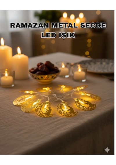 Secde Eden Adam Figürlü Ay Tasarımlı Ramazan Led Işık Diğer