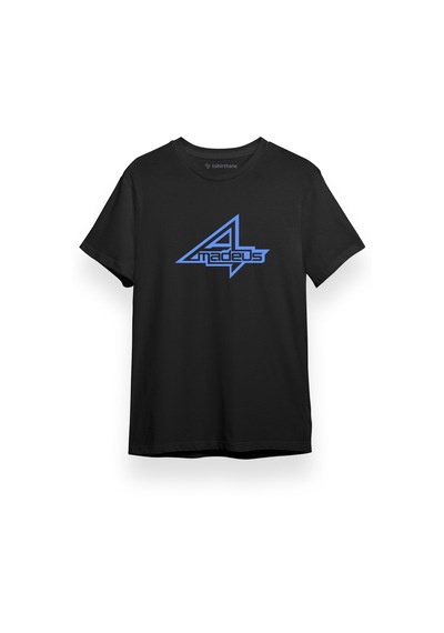 Steins Gate Amadeus Logo Siyah Kısa Kol Erkek Tshirt 001