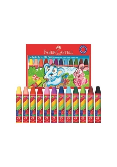 12 Renk Yağlı Pastel Boya Çok Renkli