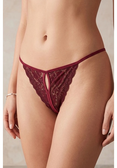 Angbutik Bordo Dantel Detaylı Özel Bölgesi Açık Kadın String Külot Tm1397 Angbutik Bordo Dantel Detaylı Özel Bölgesi Açık Kadın String Külot Tm1397