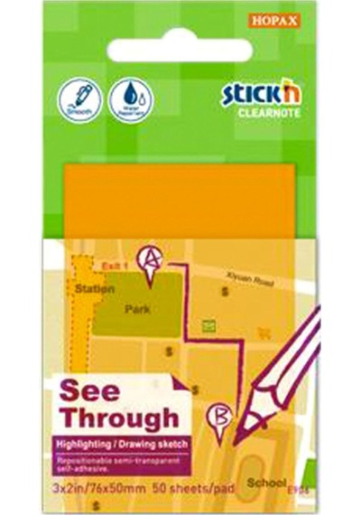 Hopax Stıckn 76x50 Yarı Saydam Yap.not Kağ. Turunc