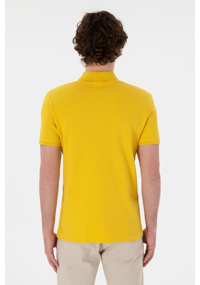 U.S. Polo Assn. Erkek Slim Fit Polo Yaka Sarı Basic Tişört 50305929-VR094