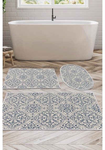Dekoreko Kaymaz Taban Djt 3 Lü Banyo Paspas Takımı Trend Karışık Modern 1906m krem