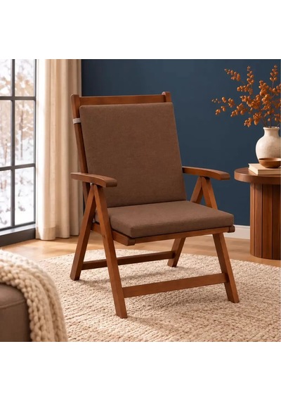 Tek Parça Sırtlıklı Sandalye Minderi 80 40 4 Cm Kahverengi 80 40 4 Cm
