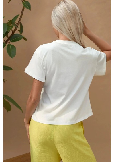 Hiccup Baskı Detaylı Regular Fit Bisiklet Yakalı %100 Pamuklu T-shirt Soluk Turuncu
