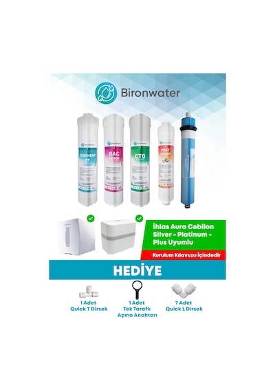 Bironwater Ihlas Aura Cebilon Plus-silver-platinum Ve Tüm Kapalı Kasa İle Uyumlu 5'li Aşamalı Filtre Seti