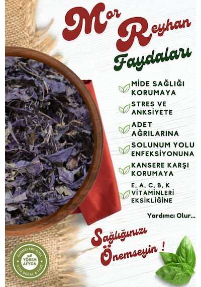 Meşhur Malatya Yüksek Aromalı Güneşte Kurusu Mor Reyhan, Yabani Fesleğen Ocimum Tenuiflorum 33gr