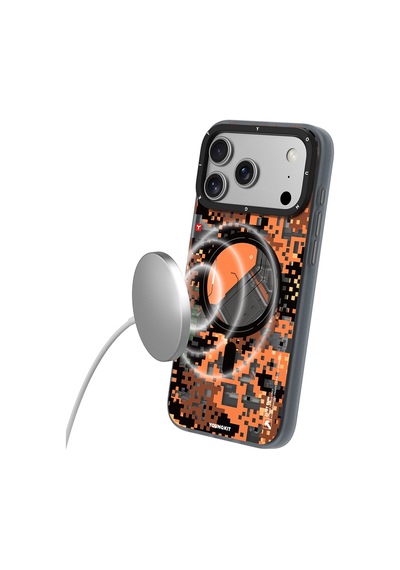 Apple Uyumlu iPhone 17 Pro Max  Kılıf M-safe Şarj Özellikli Youngkit Camouflage Sykell Serisi Kapak Turuncu Turuncu