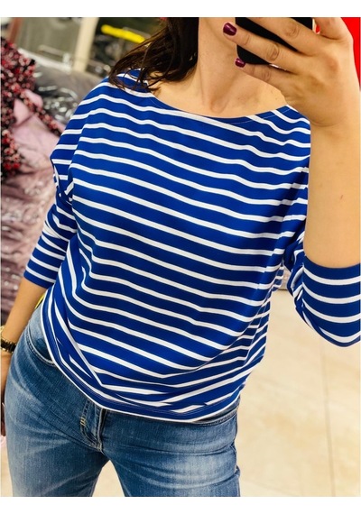 Kadın Çizgili Lacivert Sweatshirt Lacivert