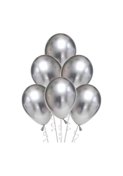 Gümüş Gri Metalik Balon 10'lu Gri