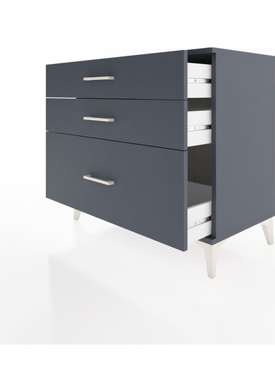 Hyperion Şifonyer 3 Çekmeceli 88x44x80 Antrasit-antrasit Antrasit