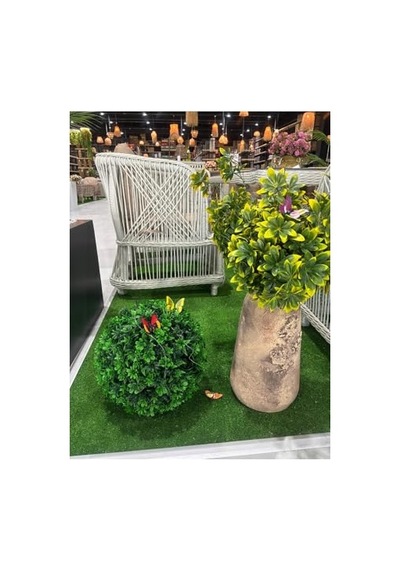 Top Şimşir Yapay Çiçek, Yapay Ağaç Dekorasyon Bitkisi, 35 Cm Çap, Yeşil Diğer