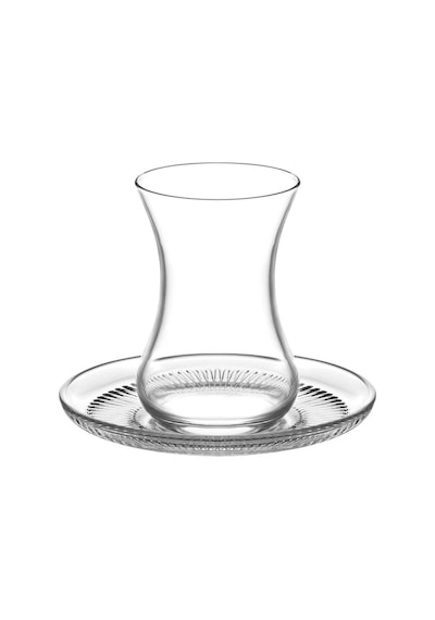 LAV Buket Cam Çay Seti 6 Kişilik 135 ml (6 Çay Bardağı, 6 Çay Tabağı)