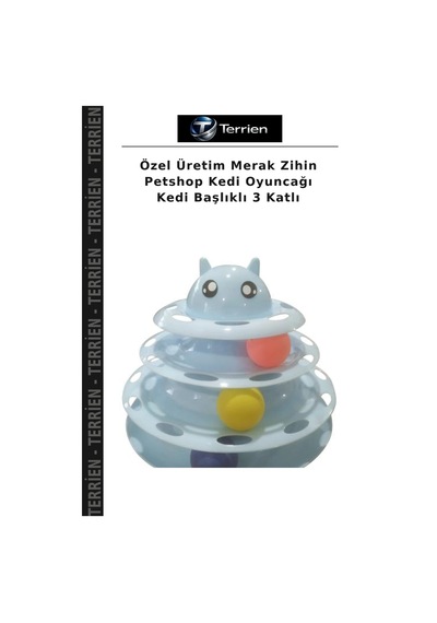 Özel Üretim Merak Zihin Petshop Kedi Oyuncağı Kedi Başlıklı 3 Katlı