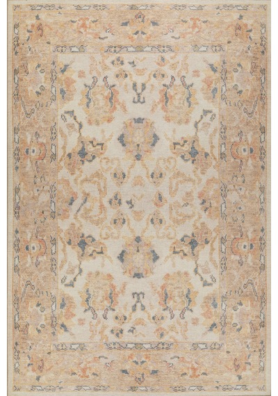 Relic Krem / Sarı Vintage Dokulu Klasik Desenli Dokuma Tabanlı Şönil Halı Al 496 Krem - Sarı