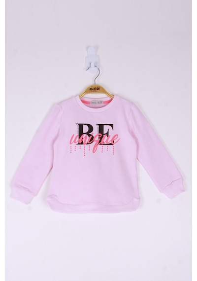 Toontoy Kız Çocuk Be Baskılı Sweatshirt Açık Pembe