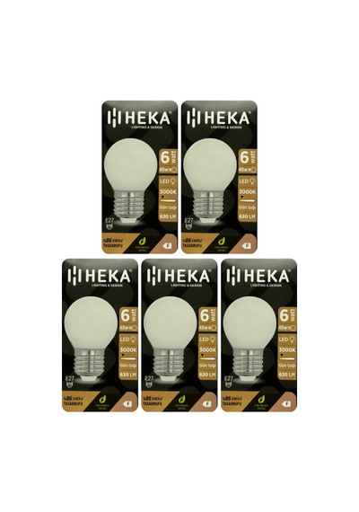 5 Adet Heka 6w 48w 3000k Sarı Işık E27 Duylu Soft Led G45 Ampul Heka