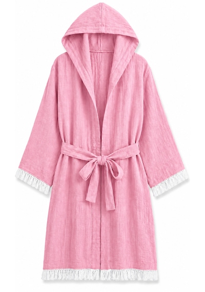 Aquatolıa Muslin Düz Desen Plaj, Sauna, Spa, Banyo Amaçlı Bornoz. Pembe