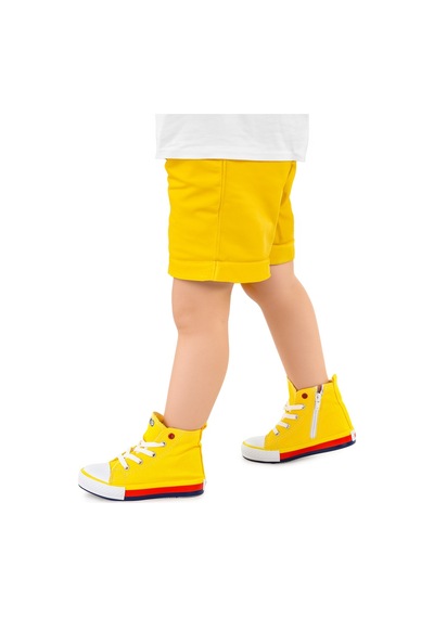 Kiko Kids Tinna Bağcıklı Erkek Çocuk Boğazlı Keten Spor Ayakkabı Sarı