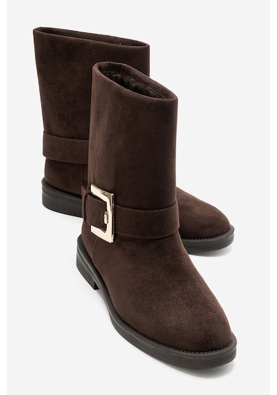 Luvi Shoes Davıe Kahverengi Süet Tokalı Kadın Bot