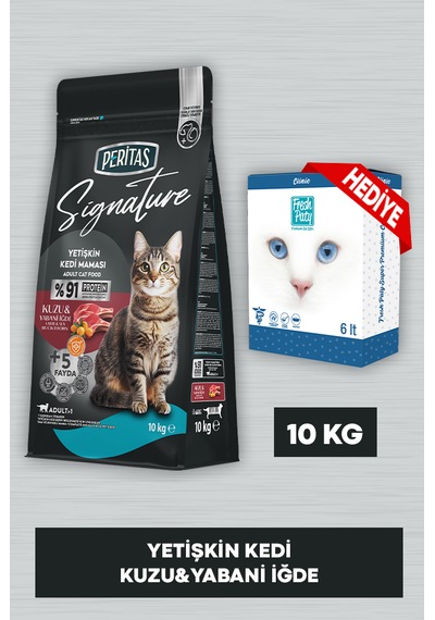 Signature Kuzulu Yetişkin Kedi 10 KG + Fresh Paty Clinic Kum 6 L
