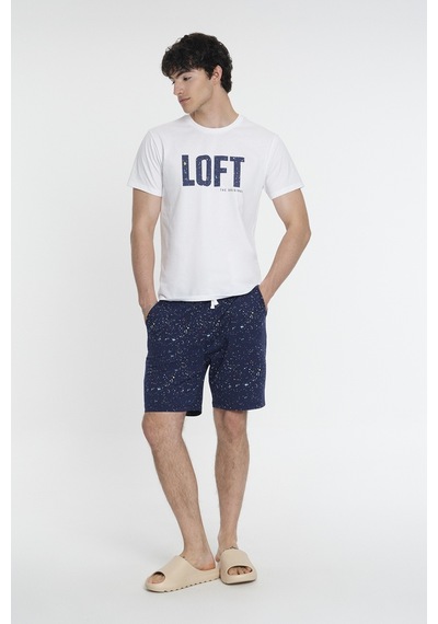 Regular Fit Erkek Pijama Whıte/navy