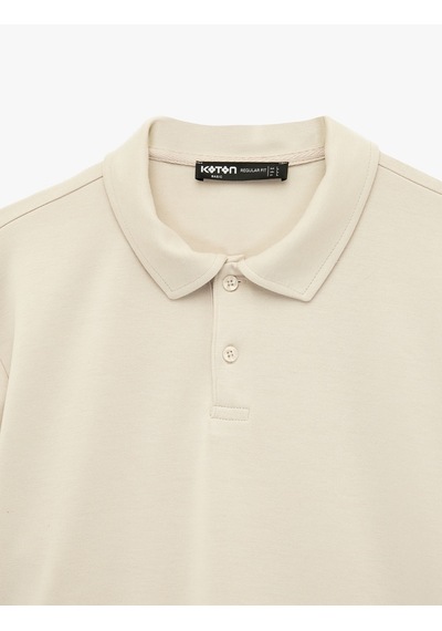 Koton Kısa Kollu Regular Fit Düğmeli Polo Yaka Tişört Bej 6sam10484mk Ekru