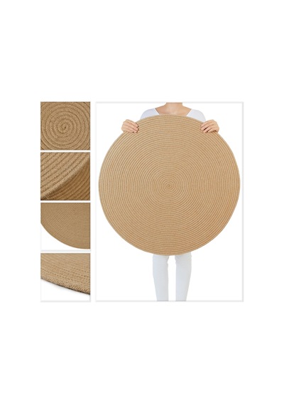Ocean Home Textile Naturel Jüt  Halı Kilim 80 Cm Çap