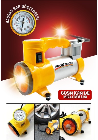 Pratik 12v Full Taşınabilir 150 Psı Araba Oto Araç Lastik Şişirme Pompası Metal Gövde Kompresör Set