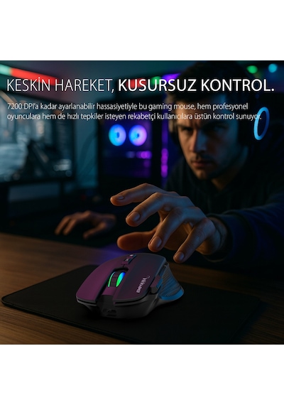 Profesyonel 8 Tuşlu Rgb Gaming Oyuncu Mouse Bluetooth 5.3 Kablosuz & Kablolu Img-gt22