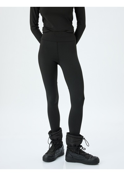 Koton Spor Tayt Basic Yüksek Bel Şardonlu Yumuşak Tuşe Skinny Fit İnterlok Siyah 5wak40225nk Siyah SiYAH
