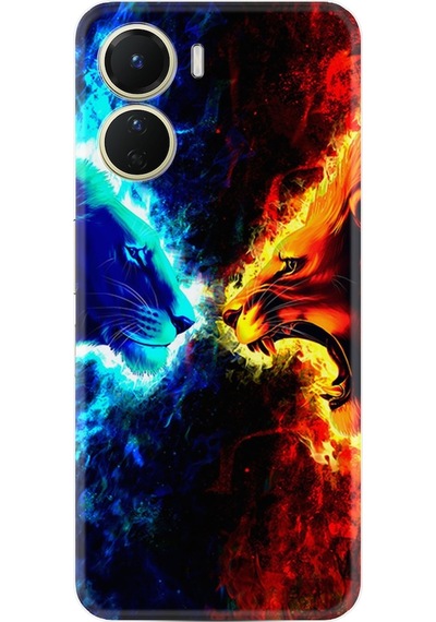 Vivo Y16 Kilif Silikon Desen Red Blue Leon 1714 566401591